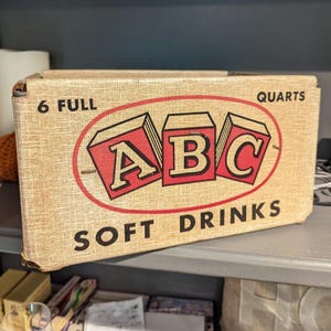 1962 ABC Soft Drinks Beverages Cola Soda Crate - Cardboard Crate - Old & Original