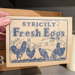 1930's Blue Chickens Generic   Chicken Eggs Carton Kitchen Display - Old  Original