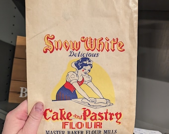 Snow White Cake & Pastry Flour  Paper Flour Sack  - Old Original Kitchen Country Store Decor