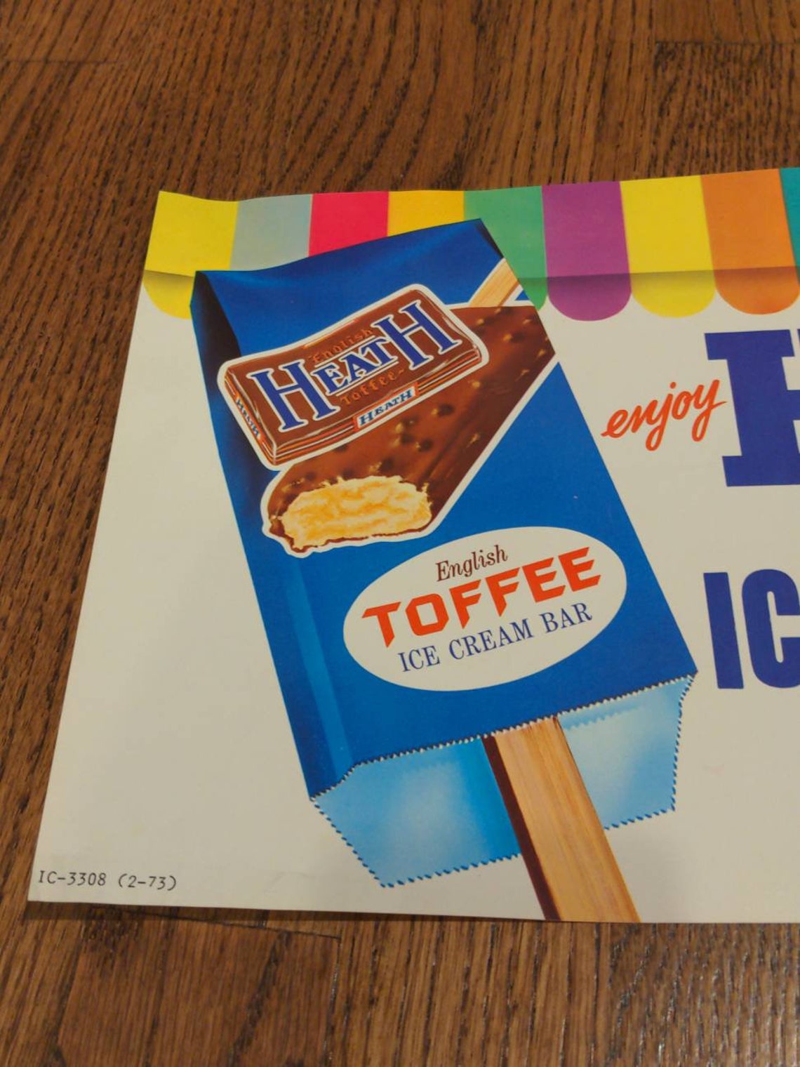 1973 Heath Candy Bar English Toffee Ice Cream Pop Ice Cream Etsy