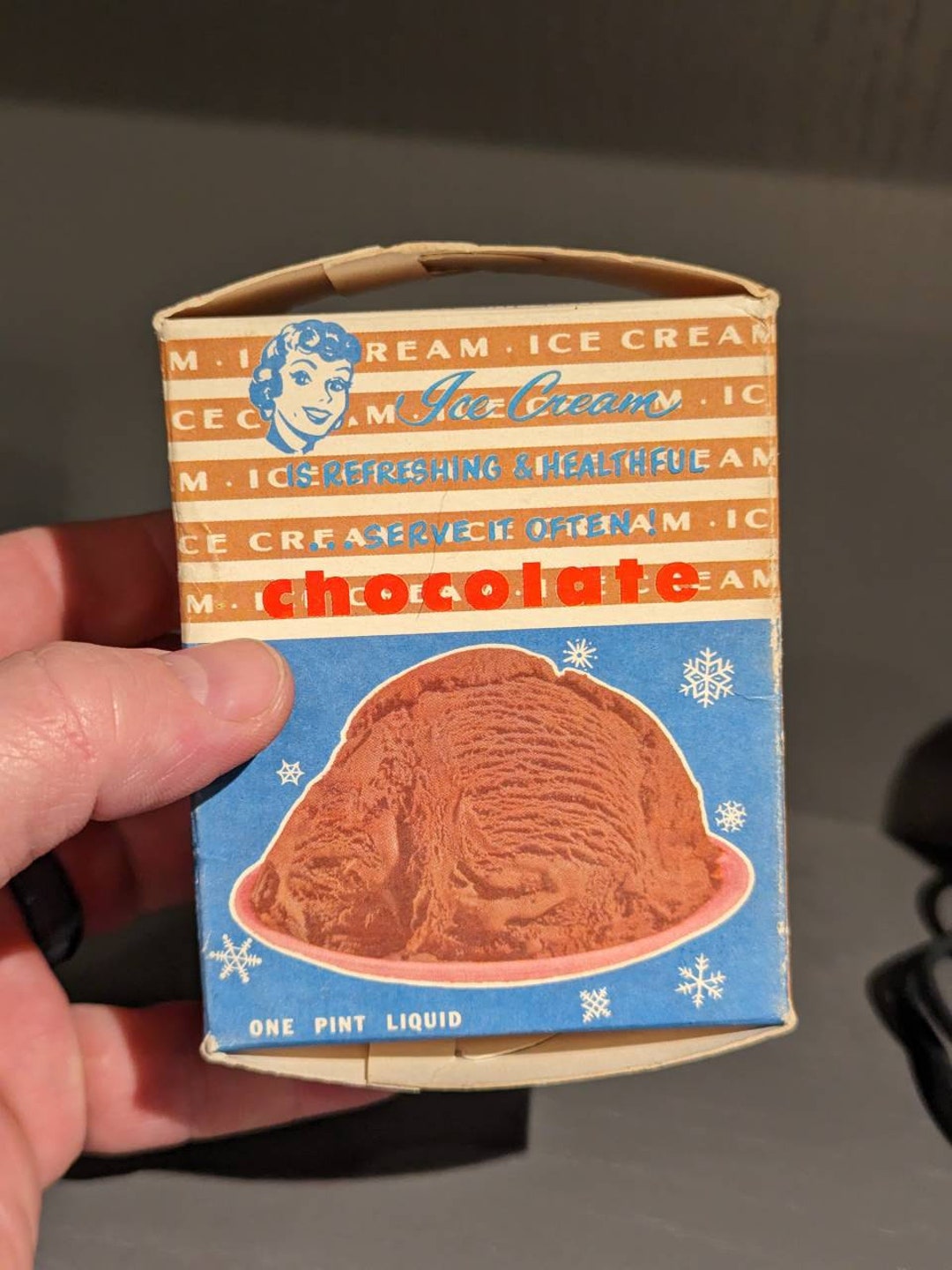 1955 Chocolate Ice Cream Box 1 Pint Lot of 1 Shipped Etsy