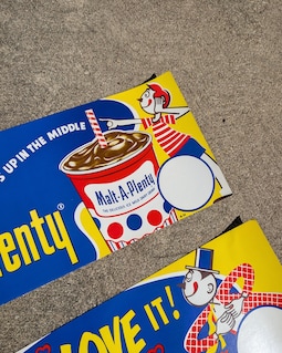1960's Malt-a-plenty Ice Cream Poster Sign - Old Soda Fountain