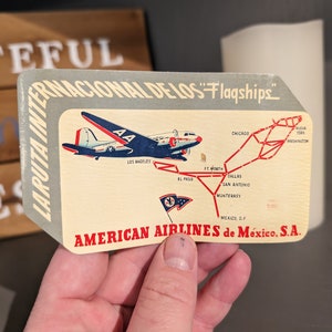 Etichetta gommata della flotta ammiraglia della American Airlines De Mexico degli anni '40 - Vecchia e originale - Adesivo vintage da viaggio o valigia