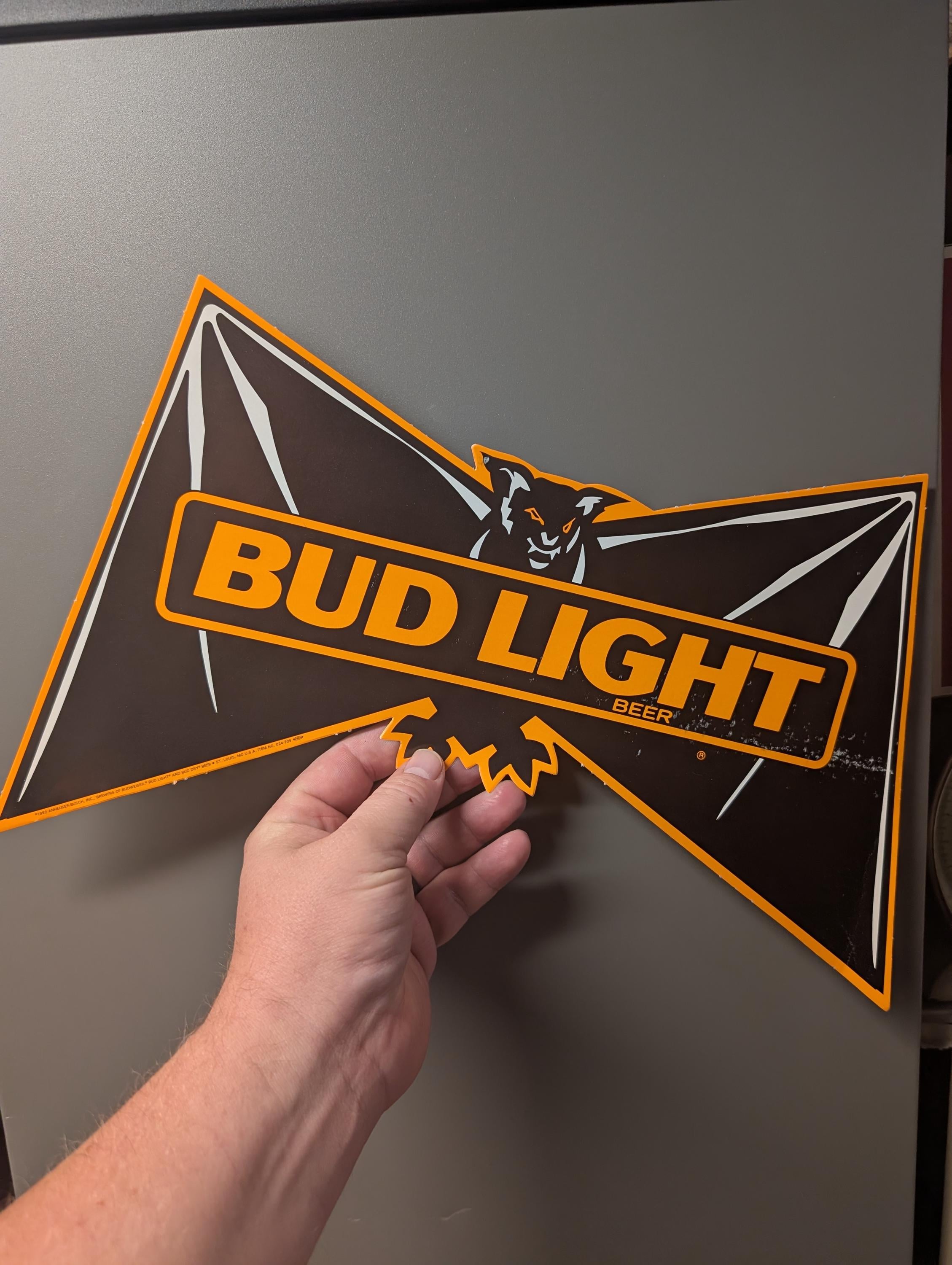 Original 1992 Budweiser Beer Die Cut Halloween Bat Display Poster