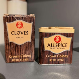 1970s Old & Original Safeway Crown Colony Spice Seasoning Spice Tin CHOICE Cloves Box or Allspice Tin