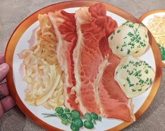 1960's Corned Beef and Cabbage Dinner Plate Diner Sign - Die Cut Soda Fountain Sign - Old & Original