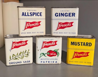 1940s Old & Original French's Metal Spice Tin - Vintage Kitchen