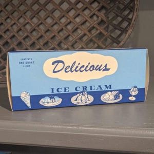 1951 Bell's Bakery Ice Cream Box - Superb Quality - Vintage Theatre or Kitchen Display - Old & Original - Galesburg, Michigan Blue