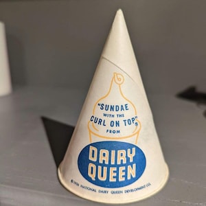 NOS 1956 Dairy Queen Ice Cream  Sundae Cone Cup - Lily Vortex Company Vintage