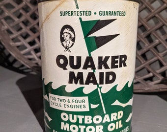 1960's Quaker Maid Outboard Motor Oil Quart Motor Oil Can