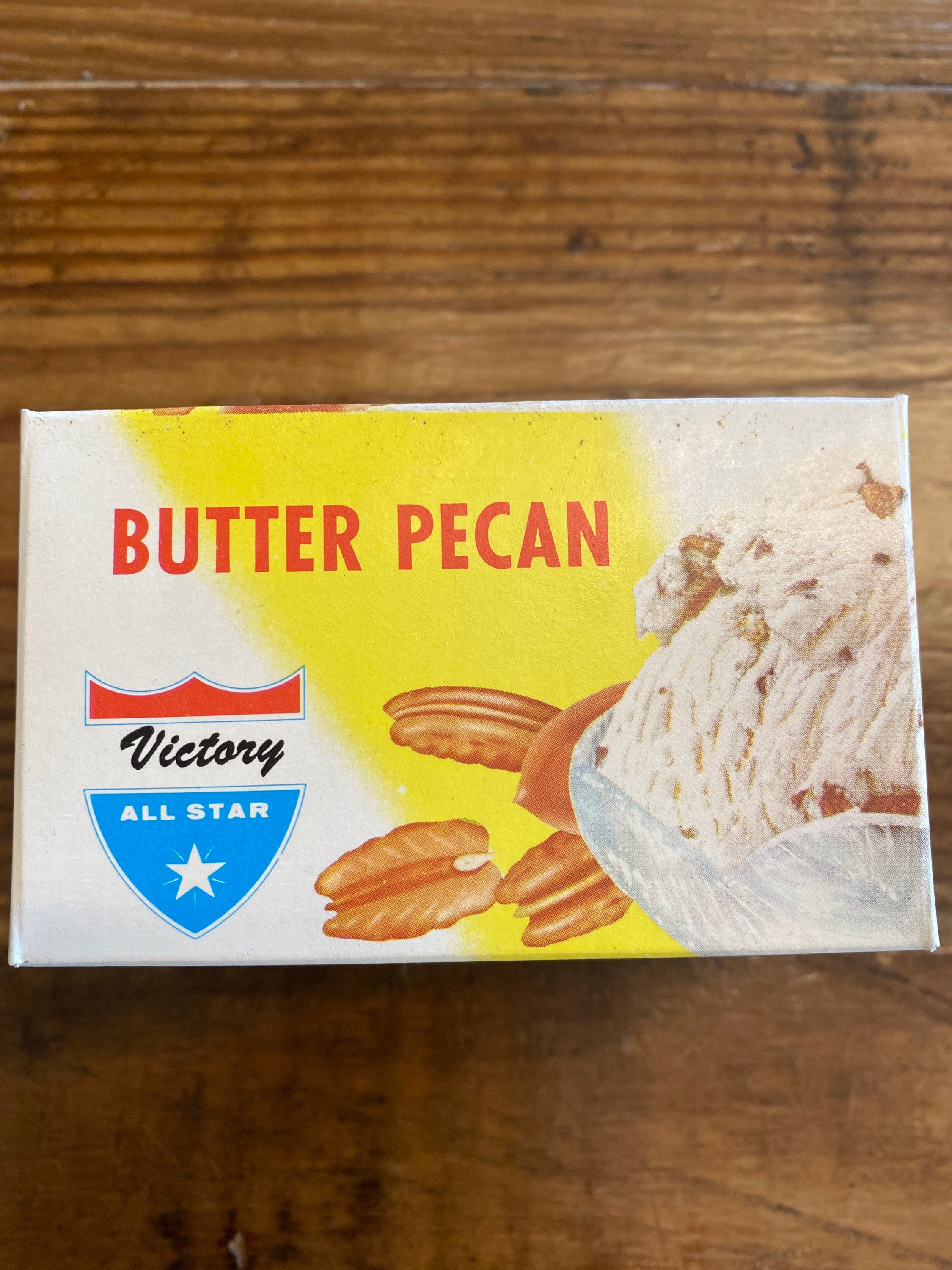 NOS 1957 Victory All Star Butter Pecan Ice Cream Box, Emporia