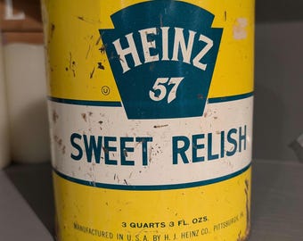1960s Heinz 57 Sweet Relish Metal Can - Large Size Heinz