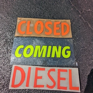 Original 1960s 70s Closed Diesel  Car Dealership Car Sales Poster Sign Vintage CHOICE