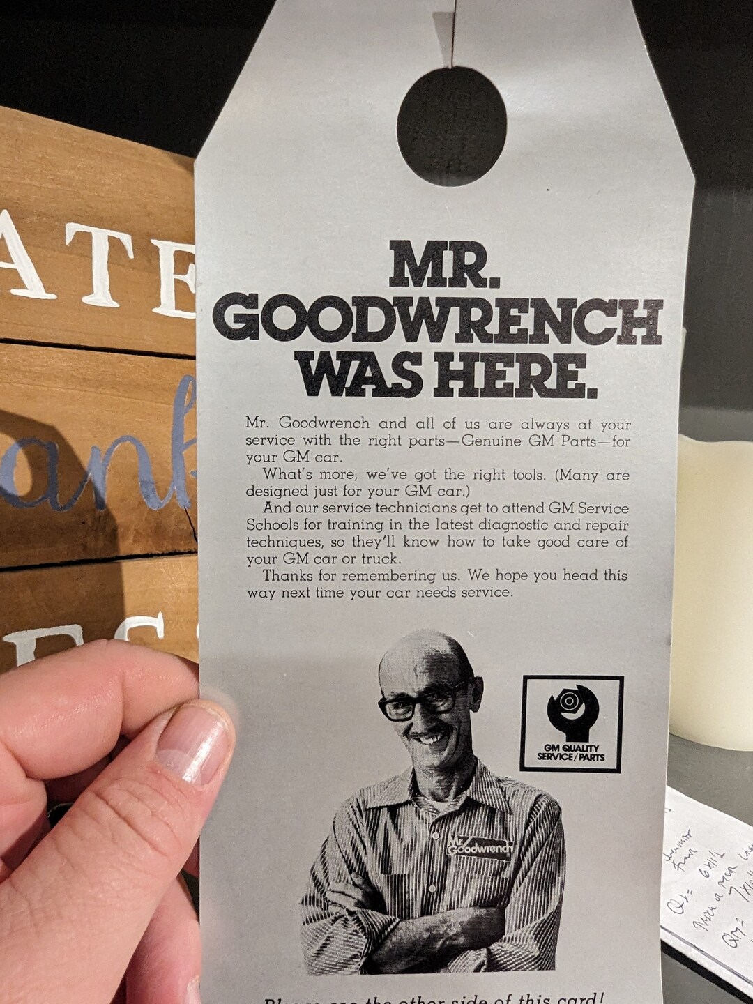 NOS Original 1990s Mr. Goodwrench Service Tag Chevrolet Chevy