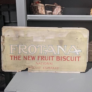 Altes und originales 1900 Frontana Fruit Biscuit National Biscuit Company NABISCO Pappschild - Vintage Trolley / Wagenkarte