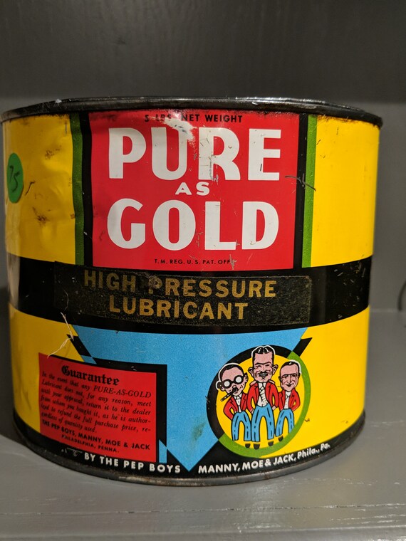 1940 S Pep Boys Pure As Gold 5 Lb Grease Can Motor Oil Etsy