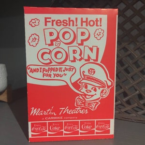 NOS & Original 1980&#39;s Hot Pop Corn Box Martin Theatres Carmike Cinema