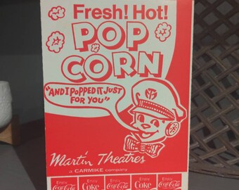 Boîte originale de maïs soufflé chaud des années 80, NOS, cinéma Martin Theatres Carmike