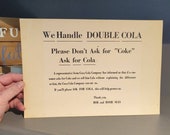 Original 1960 39 s Order Double Cola Not Coke Coca-Cola Soda Fountain Sign from Dairy Queen