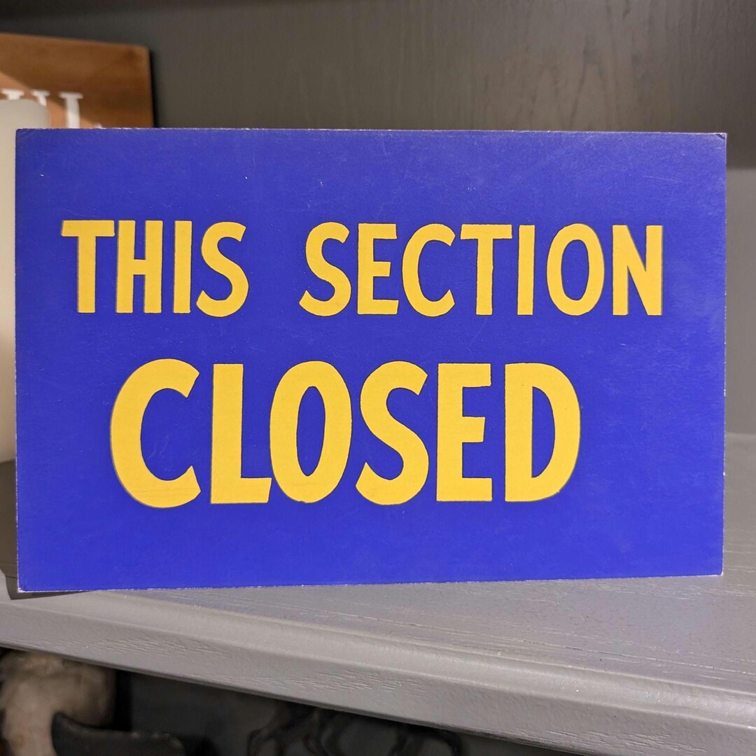 1960s This Section Closed Cardboard - Vintage Restaurant Sign - Etsy