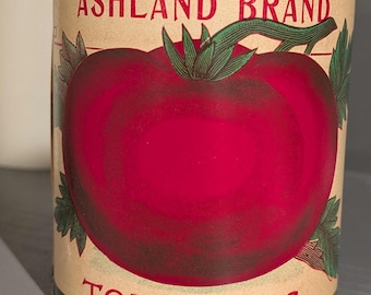 Original Vintage Tin Can Label C1910 Stock Tomatoes Folk Art