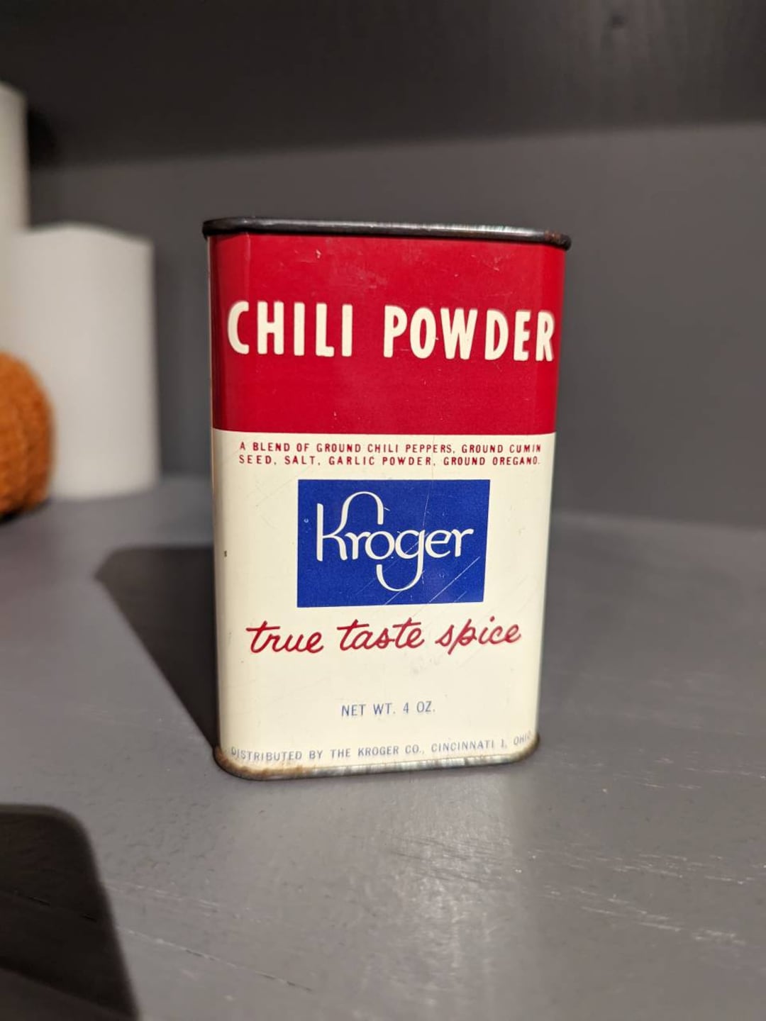 1950s Old & Original Kroger Chili Powder Spice Seasoning Metal Spice