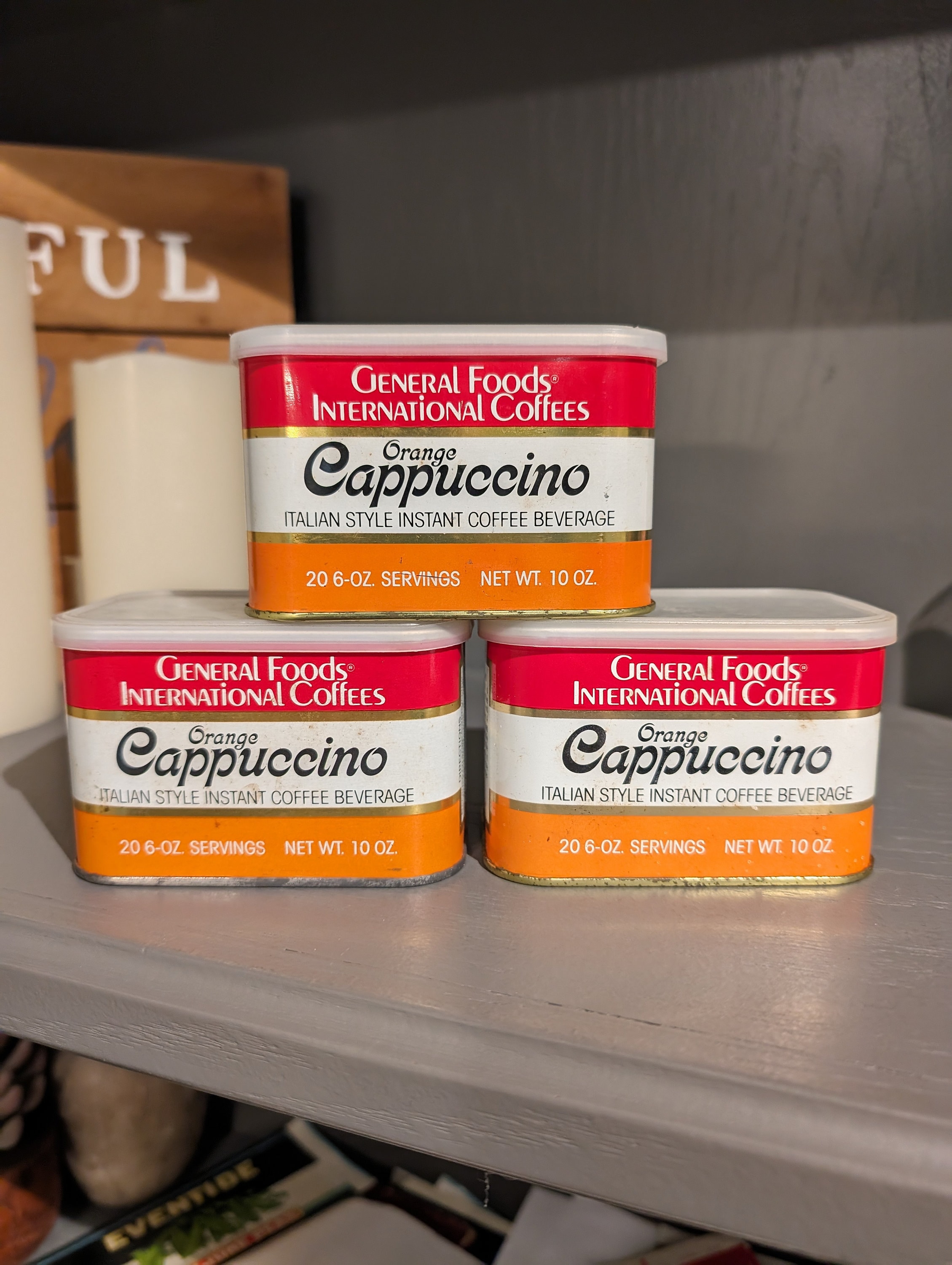1980s General Foods International Coffee Can Orange Cappuccino