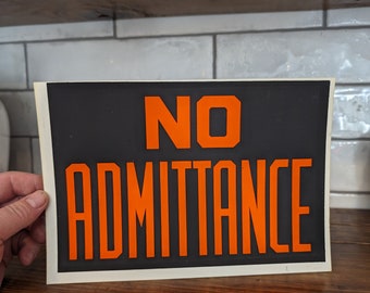 Origineel plastic bord uit de jaren 60 'Verboden toegang' - Vintage fluorescerend bord - HOT Orange