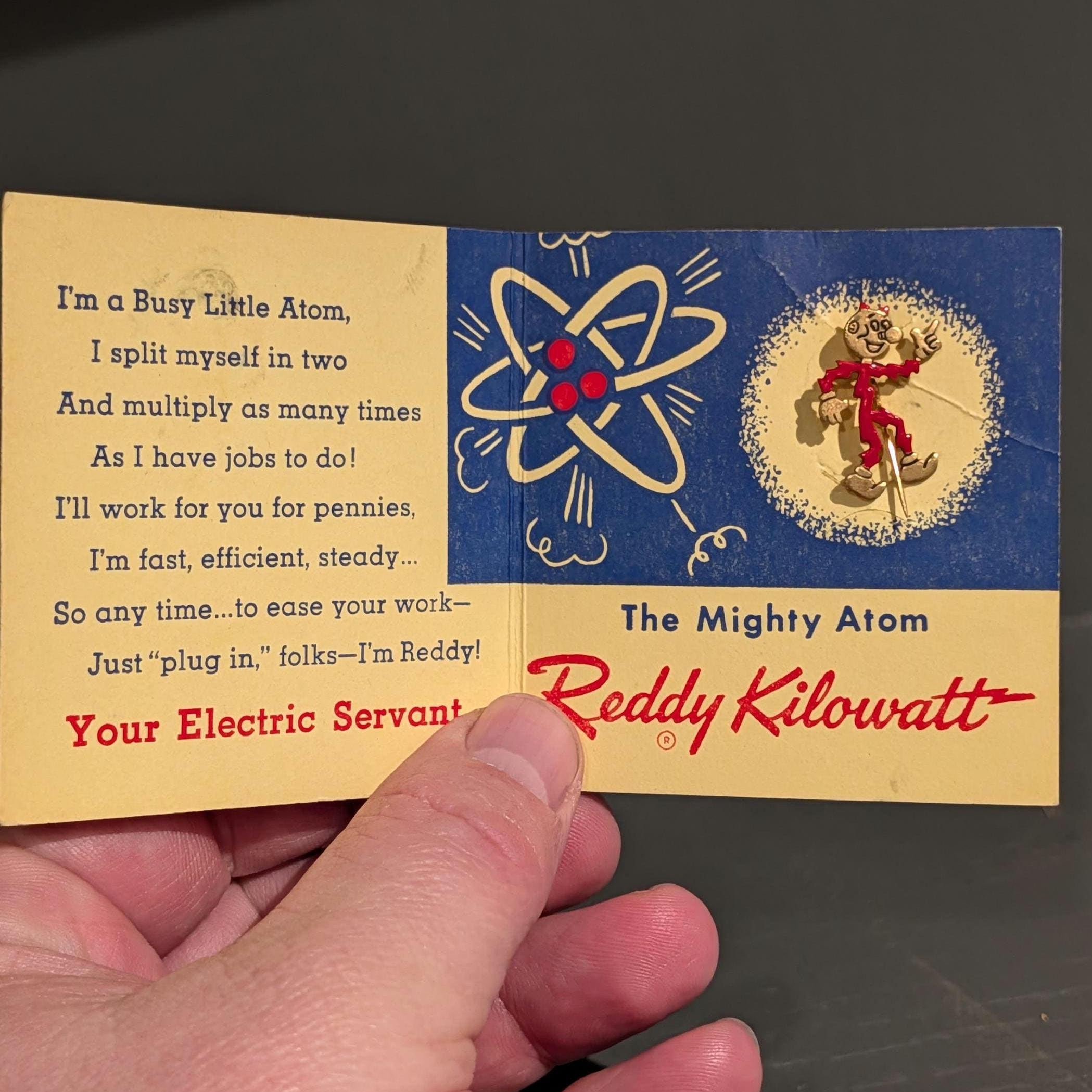 1950s Reddy Killowatt Electric Pin Vintage Advertising Mascot