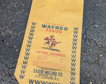 Old & Original 1950's Wayneco Laying Crumbles Flour Sack - Bests, NC