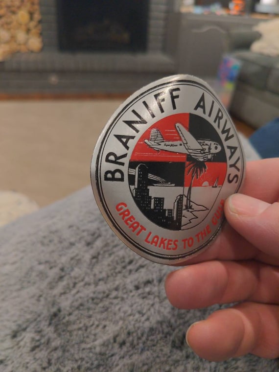 1950's Braniff Airways Airlines Great Lakes to Gulf Gummed Label