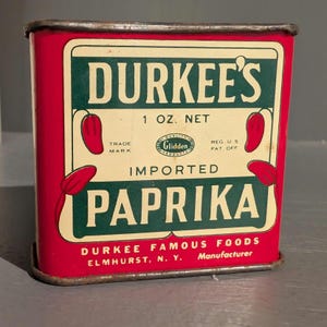 1930er Jahre Old & Original Durkees Paprika Gewürz Gewürzdose aus Metall - Ohio