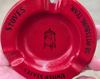1930s United States Stoves - Pittsburgh, Tennessee Porcelain Ashtray  - Old & Original -  Vintage Porcelain Sign Ashtray