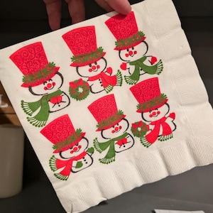 NOS 1960's Hallmark Brand Snowman Napkins - Choice of Two Sizes - Old & Original Holiday Decor