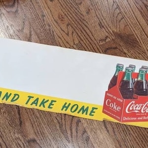 Large Original 1951  Coca-Cola 6 pack Poster - Vintage Soda Bottle 1950s