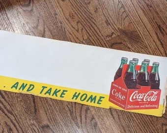 Large Original 1951's Coca-Cola 6 pack Poster - Vintage Soda Bottle