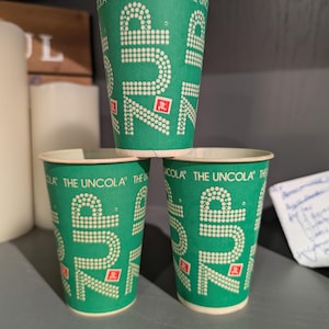 Lot of 3 NOS 1970&#39;s 7up Un Cola Cup - Sweetheart Brand - Old & Original