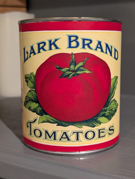 1920's Lark Brand Tomatoes Can Label on Can Original Vintage
