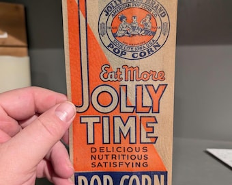 NOS Vintage 1920s 30s Jolly Time Pop Corn Bag - Old - Original American Pop Corn Sioux City, IA