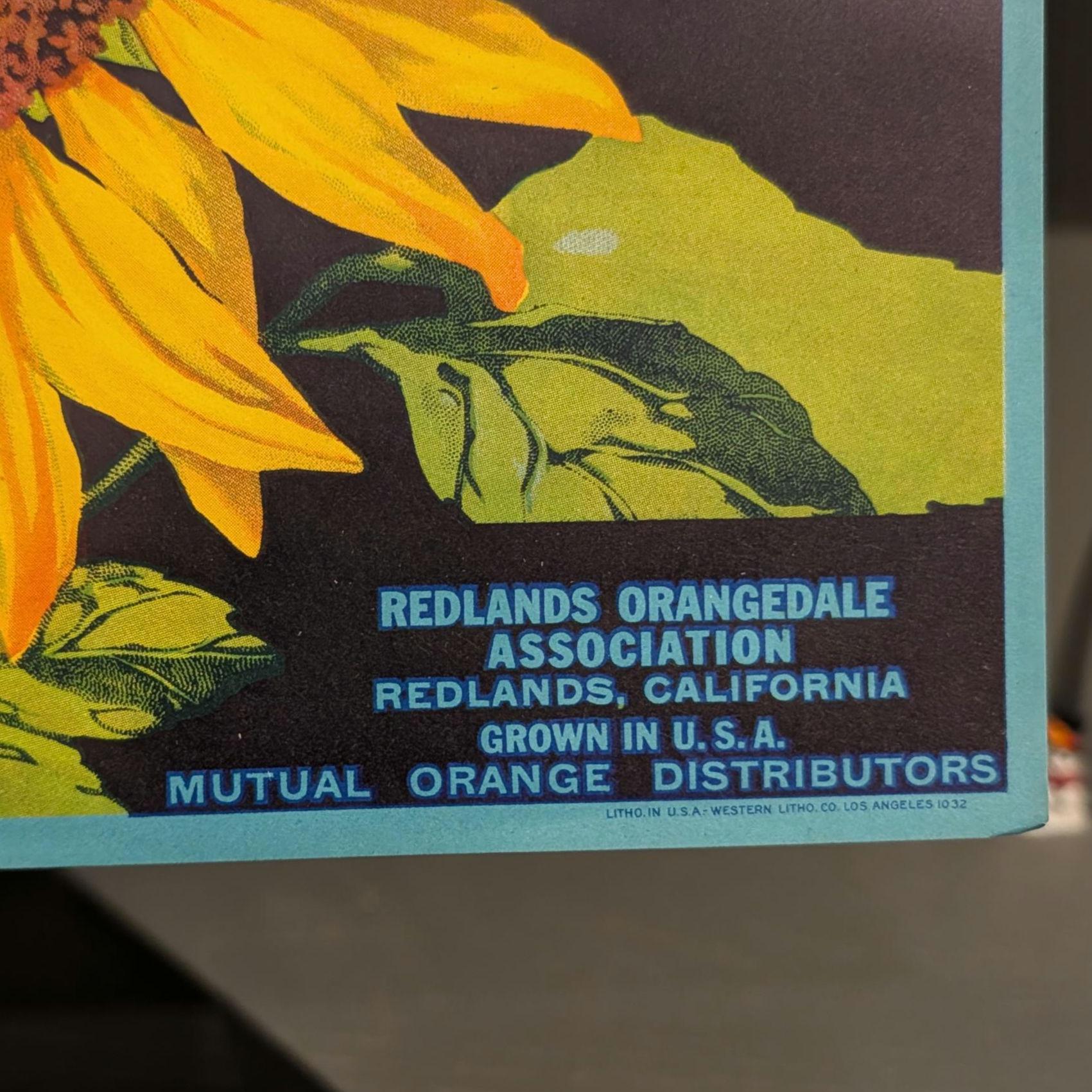 1930's Orangesale Sunflower Brand Washington Navel Oranges Crate