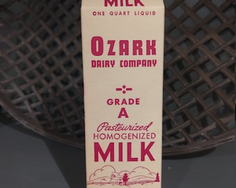 NOS 1940's Ozark Dairy Company Milk Carton or Container Grade Homogenized  Milk Dexter, Missouri