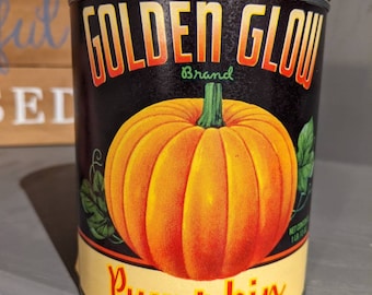 1940's Golden Glow Pumpkin Pie Filling can label on can Original Vintage Brighton, Iowa