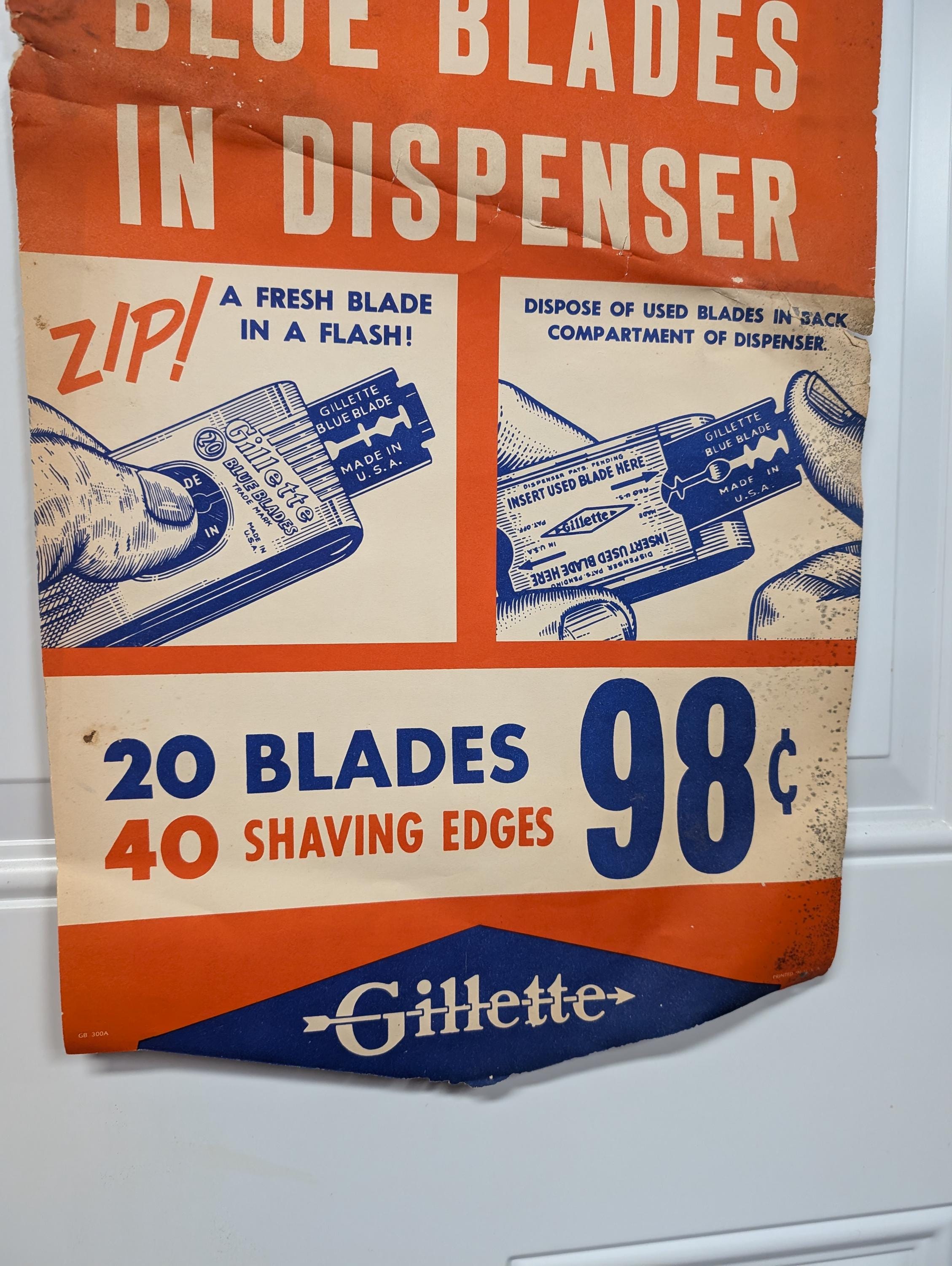 Vintage 1952 Gillette Razors Product Posters - Original Store ...