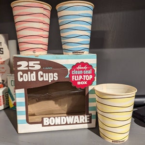 NOS 1950's Mid Century Groovy Cups - 9 ounce size - Old & Original paper cup for  Bondware - CHOICE