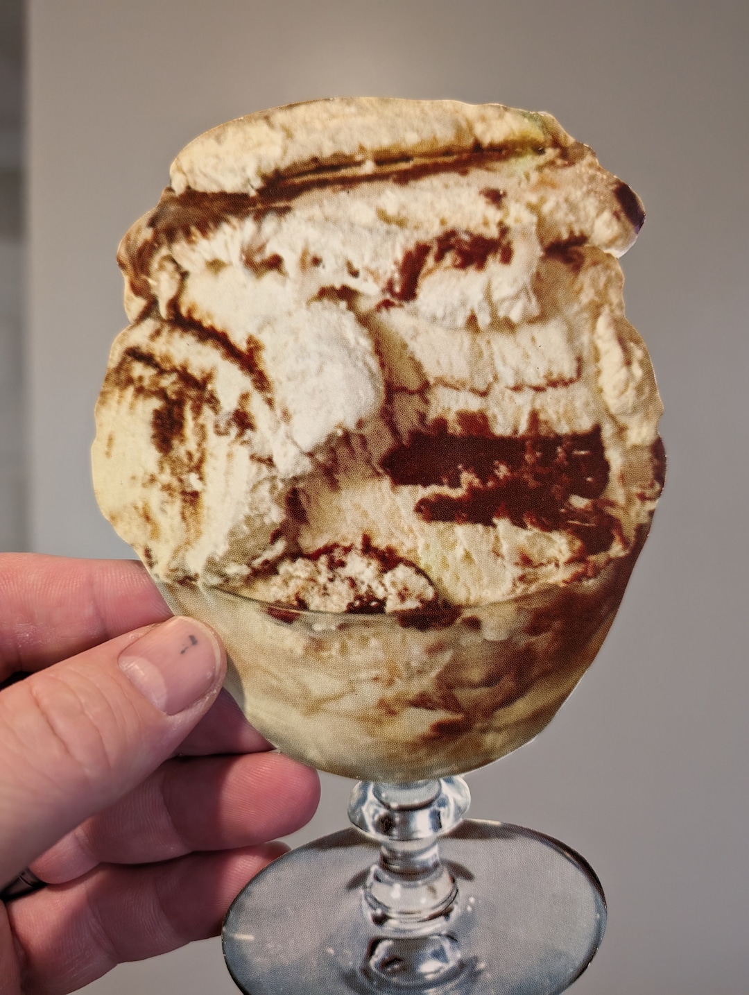 Vintage 1940's Fudge Ripple Ice Cream Sundae - Die Cut Soda Fountain ...