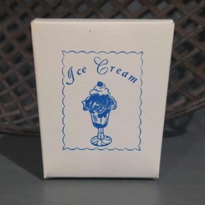 NOS Generic 1940's Ice Cream Container Box - Blue White Ice Cream Sundae Pint
