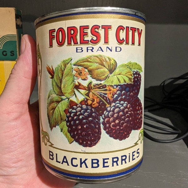 1940's Forest City Blackberries can label on can Original Allen Bros., Omaha, Nebraska