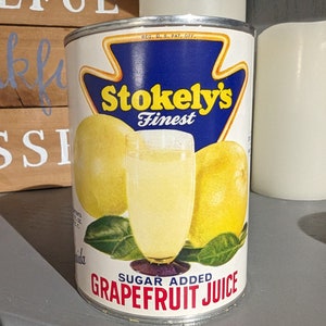 1950s Stokley's Grapefruit Juice can label on can Original Vintage