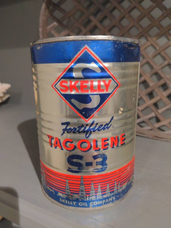 1950's Skelly Tagolene S3 Oil Wells Motor Oil Quart Motor Oil Can