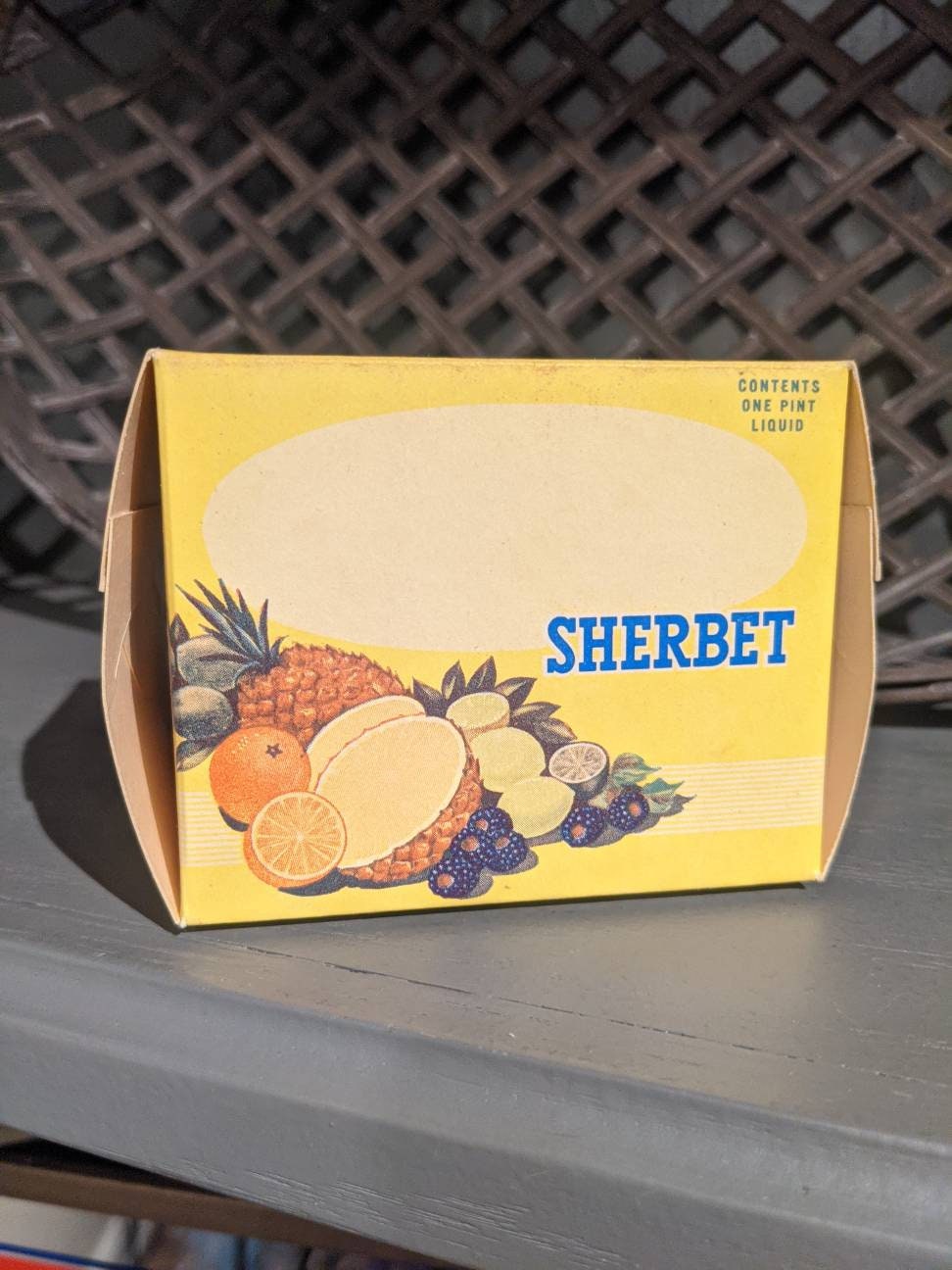 NOS 1952 Fruit Sherbet Ice Cream Box, - 1 Pint - Lot of 1